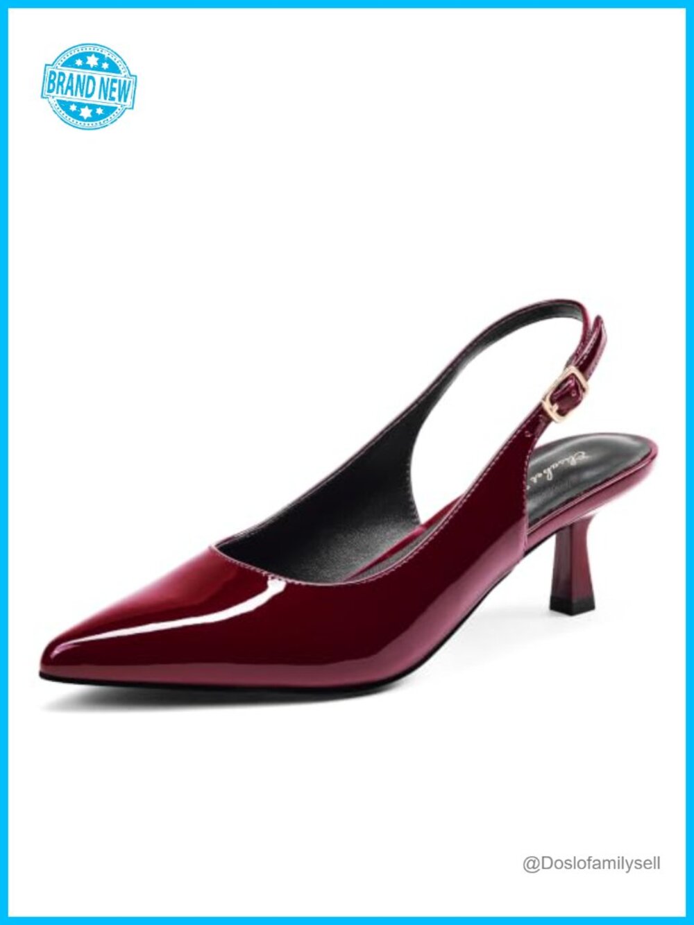 Women's 2 Inch Kitten Heel Slingback Pumps Pointed Toe Faux Leather